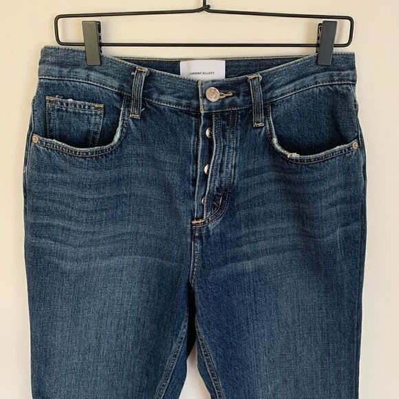 Current Elliott The Exposed Fly Vintage Crop Jean Fray Hem in Bermuda - Picture 6 of 12